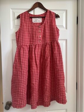 notPERFECTLINEN Red Gingham Sleeveless Button-Front Dress